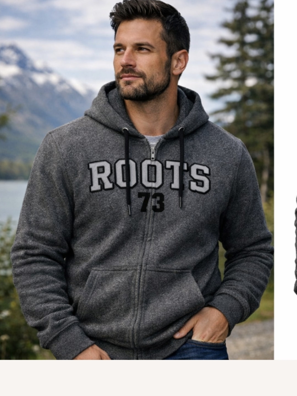 Roots 73 Men’s Grey Zip‑Up Cardigan Hoodie 100% Cotton Size Medium